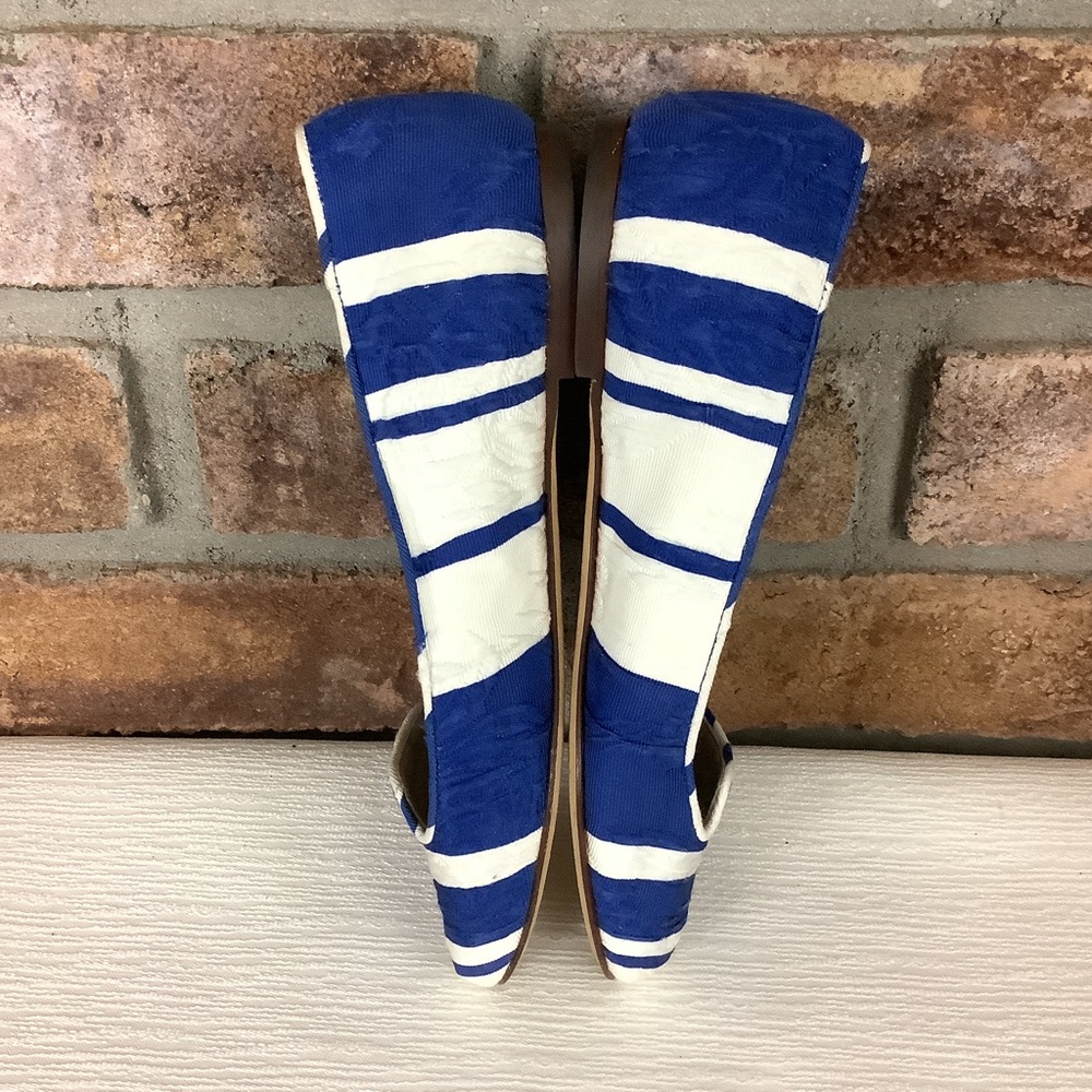 DOLCE & GABBANA Blue/White Stripe Brocade Slip-On Flats - Picture 9 of 16